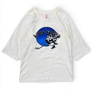 Vintage Lake Placid USA Hockey Roni Racoon 1980 Olympic Games 3/4 Sleeve T Shirt